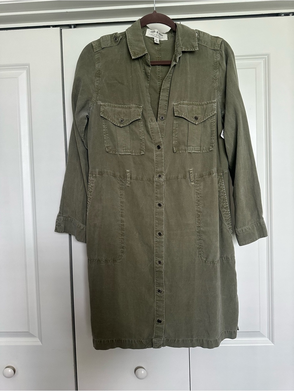 Anthropologie Olive Utility Shirt Dress